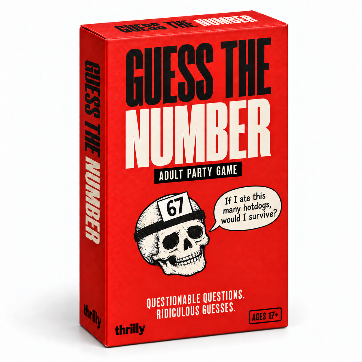 Guess The Number adult party game box by Thrilly